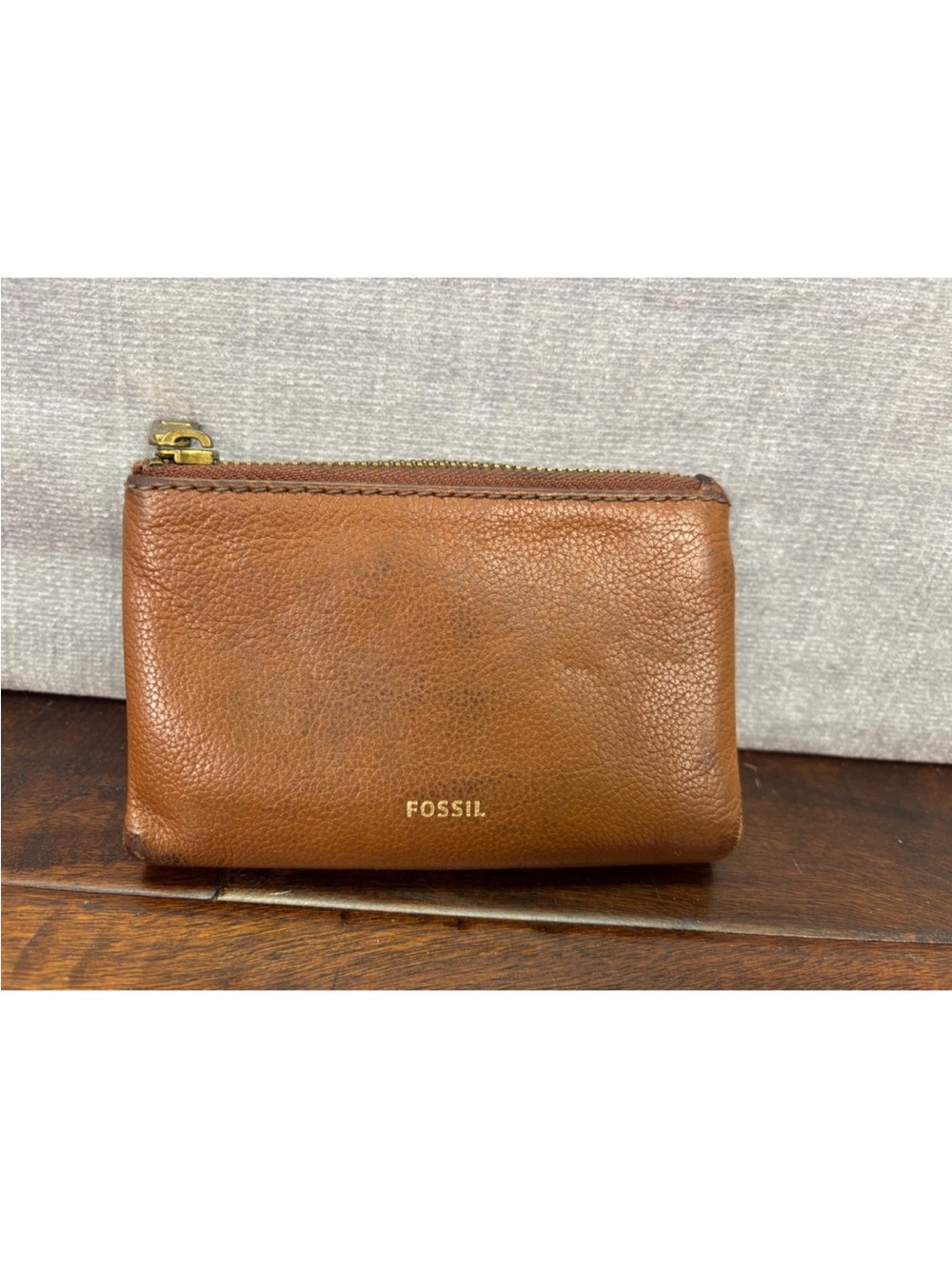 Fossil Brown Leather Lainie Multifunction Snap Wallet Zip Coin Pocket Purse